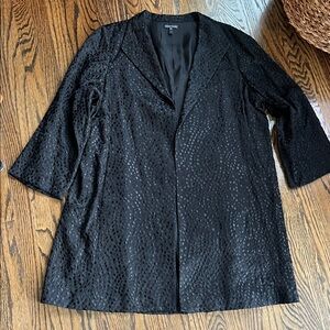 Eileen Fisher 100% silk jacket black textured size L